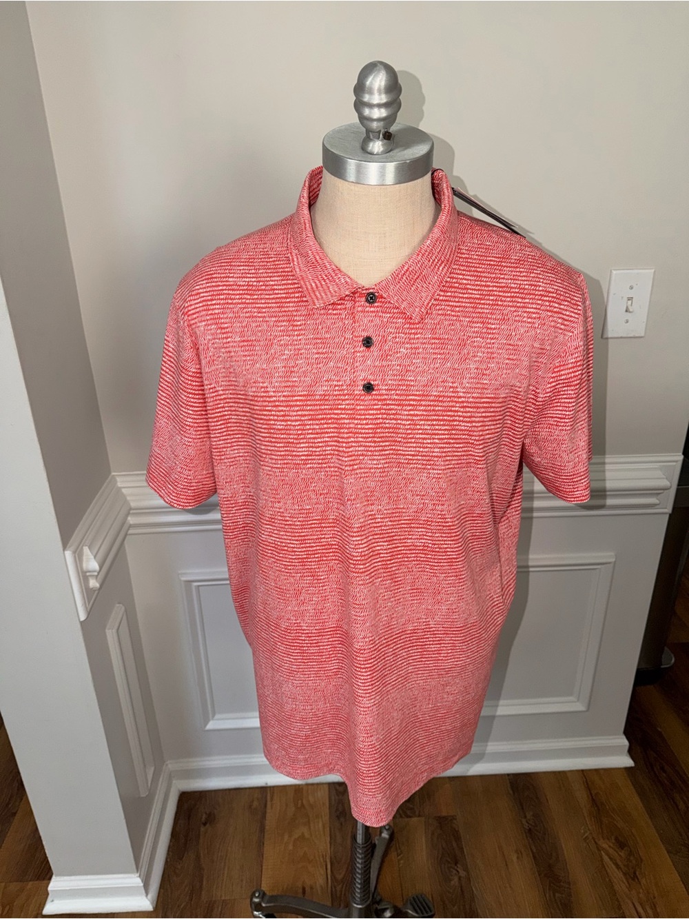 Men's 2XXL Perry Ellis Heathered Coral Polo Shirt(127)